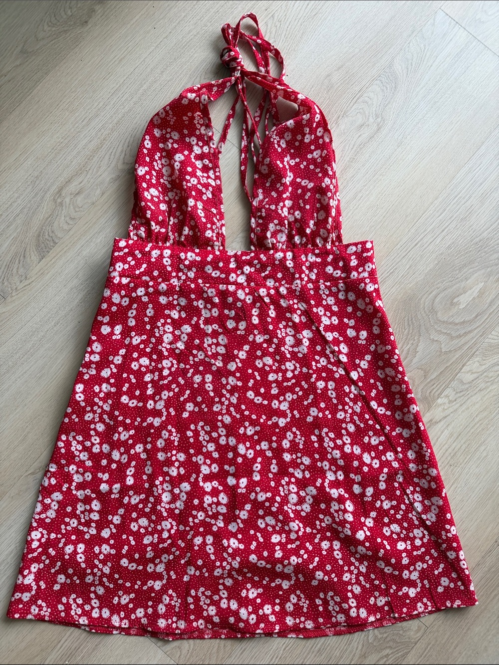 SHEIN Red Floral Halter Chemise